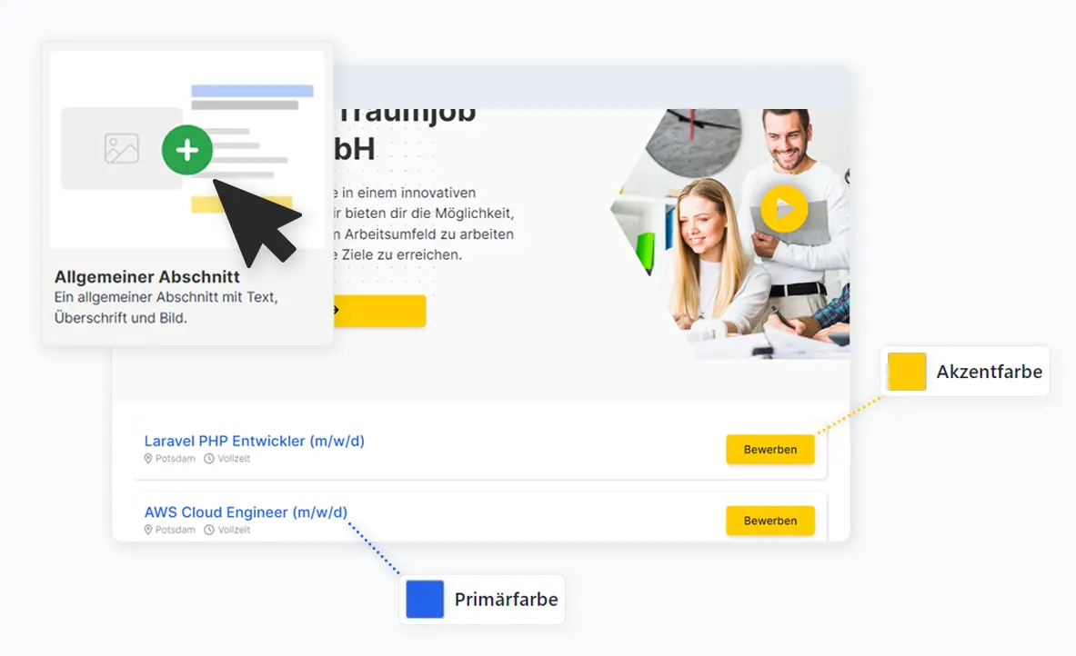 Browser der eine Karriereseite von Hirely zeigt