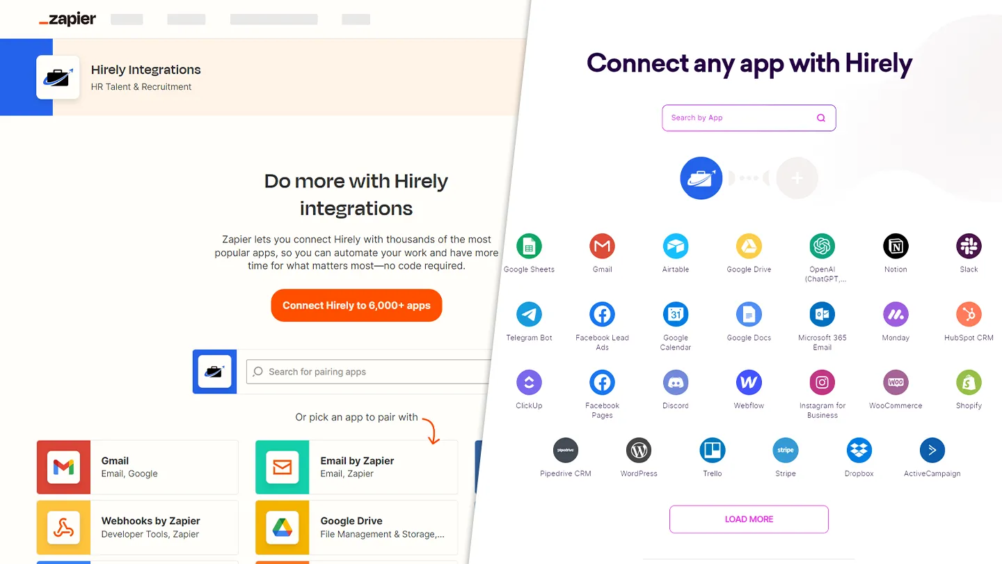 Screenshot der Zapier Website