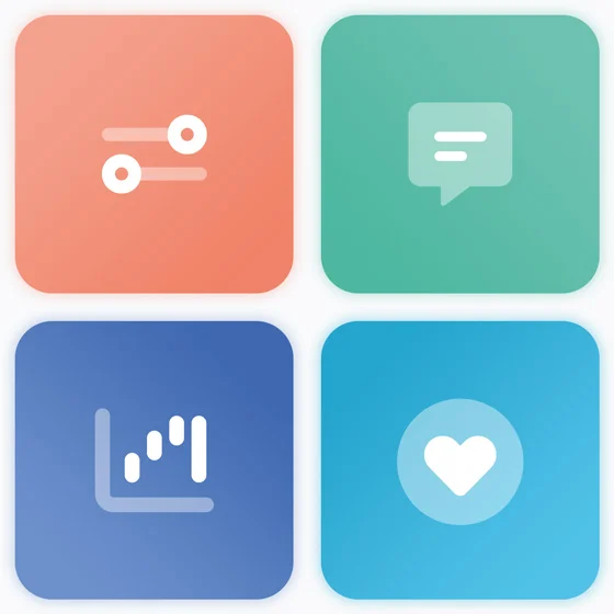 4 Icons in verschiedenen Farben