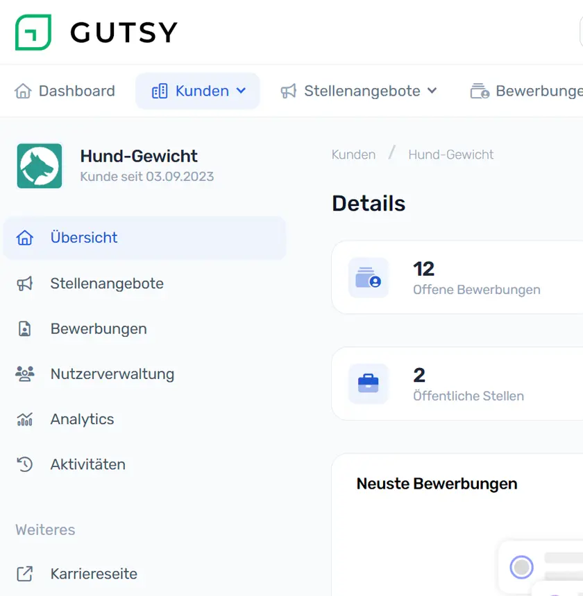 Kundenportal Screenshot