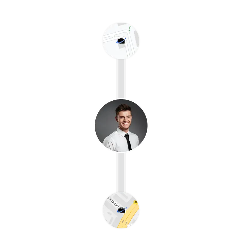 Standorte mit Person in der Mitte