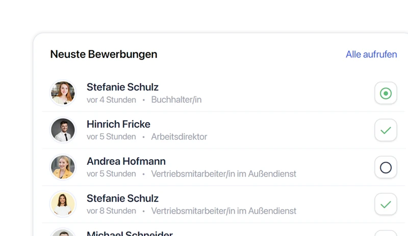 Bewerbermanagement Screenshot