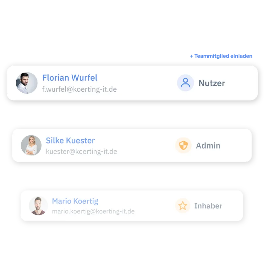 Liste mit Nutzern und Berechtigungsrolle