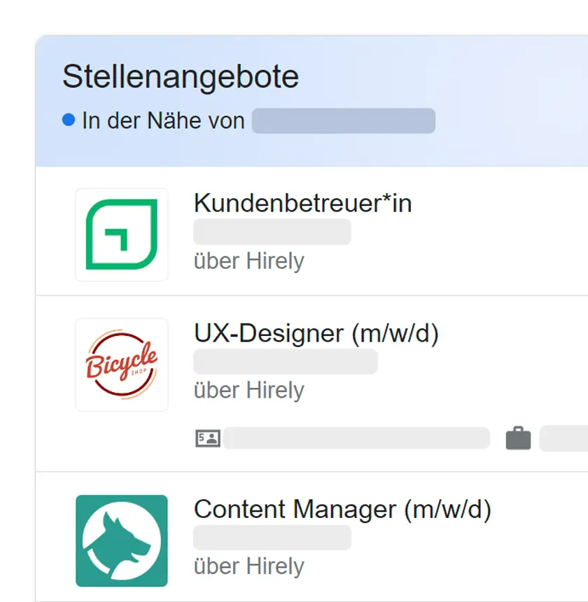 Stellenangbote in Google Jobs
