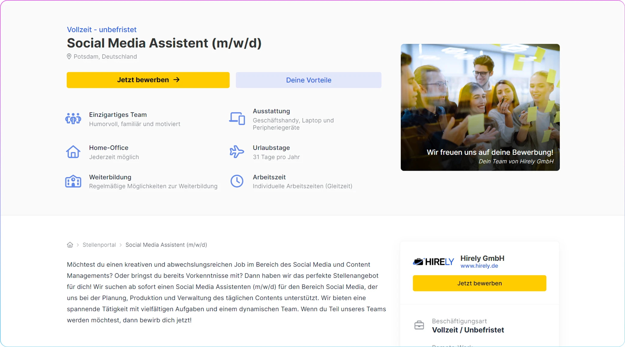 Beispiel eines öffentlichen Stellenangebots