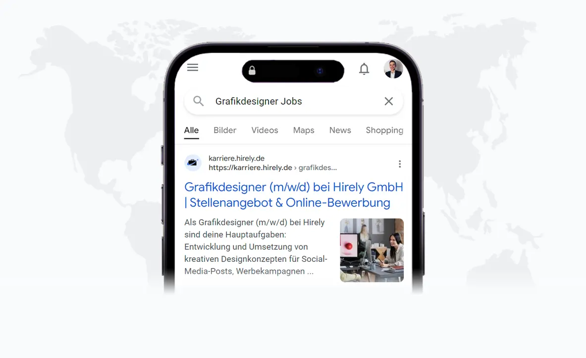 Handy mit einem Stellenangebot