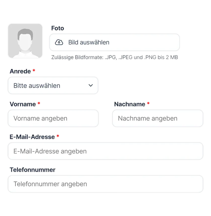 Bewerbungsformular anpassen