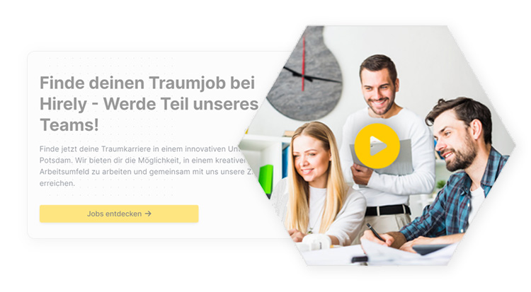 Karriereseite mit dem Hirely Design-Editor erstellen Screenshot einer Karriereseite von Hirely