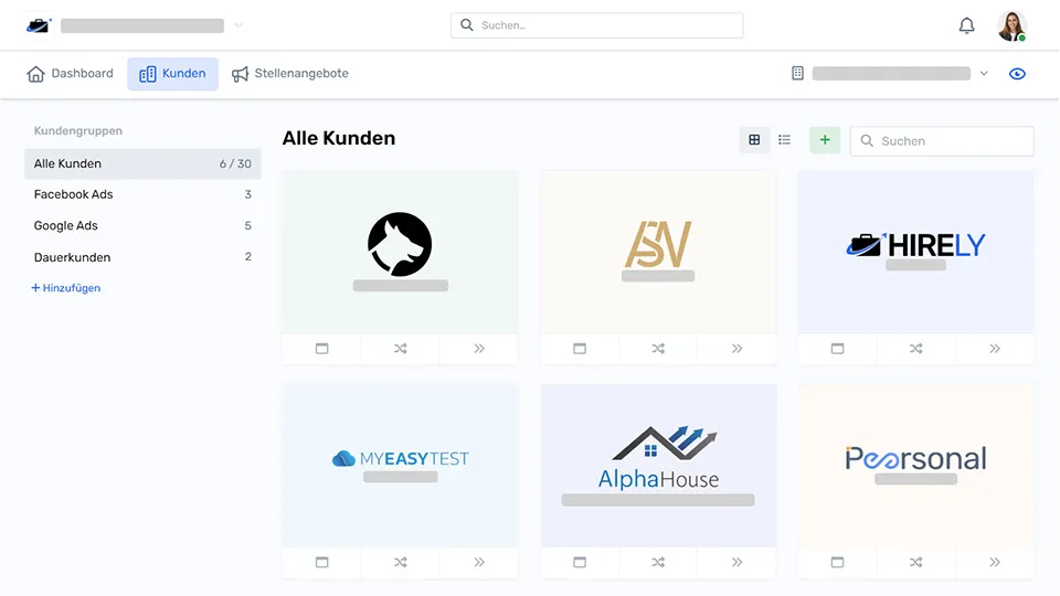Liste mit Kunden einer Recruiting-Agentur
