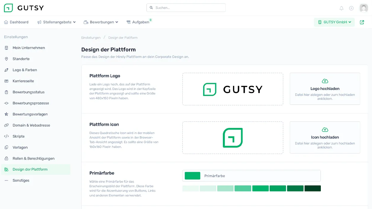 Vorschau der Einstellungen von Hirely