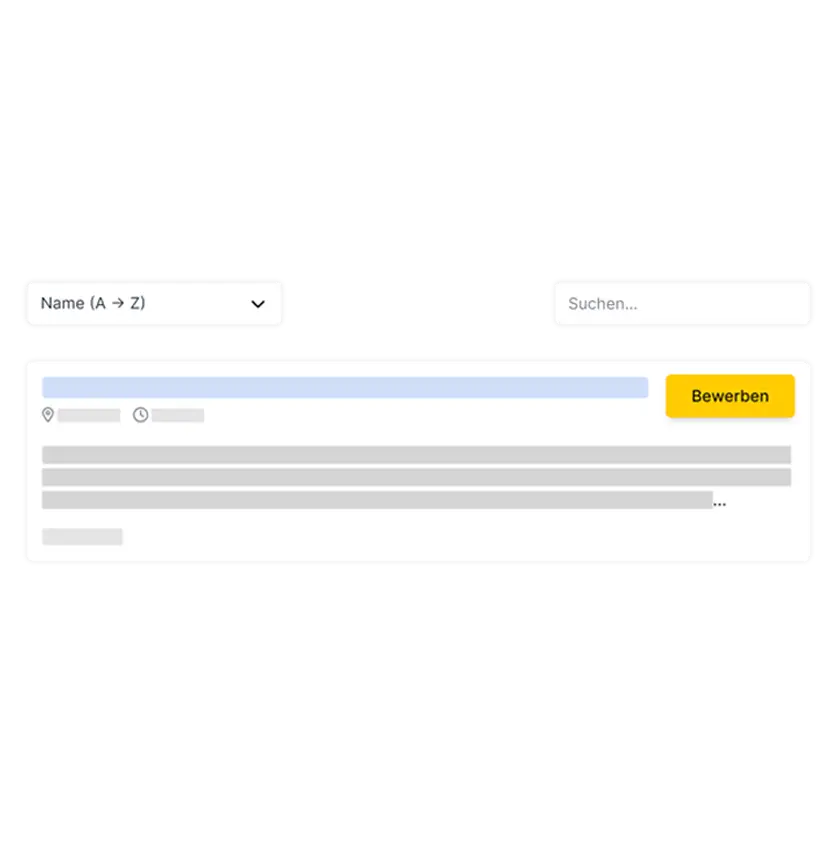 Organisiertes Stellenportal mit Filtern