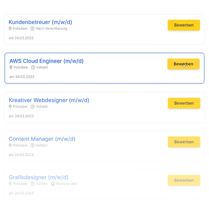 Stellenangebote aufgelistet