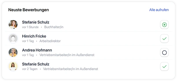 Neuste Bewerbungen verwalten