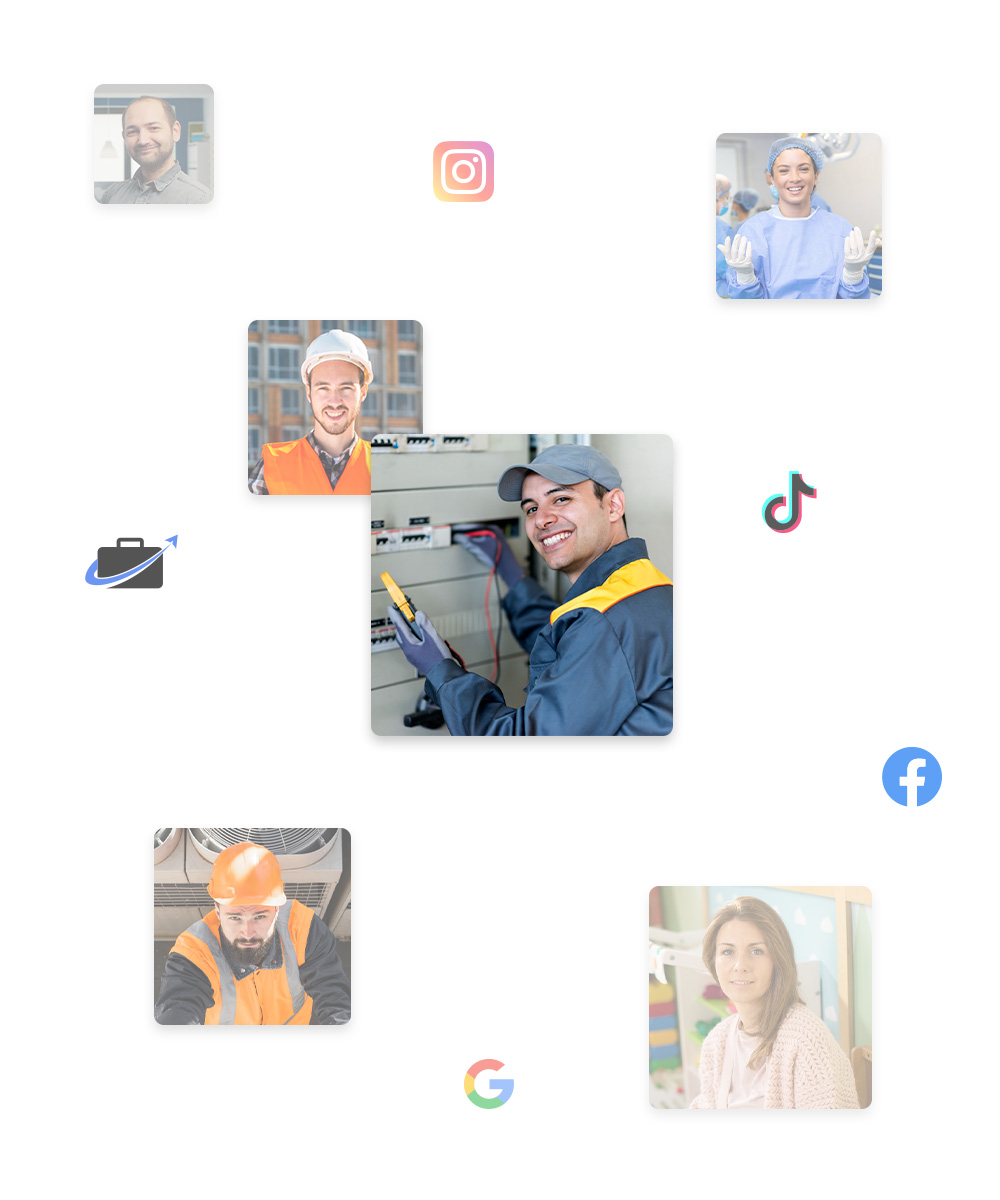 Verschiedene Arbeiter und Soziale Netzwerke